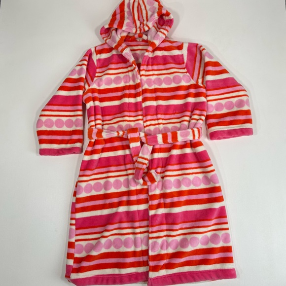 Tucker+Tate Girls Plush Hooded Comfy Long Pink Art Deco Tie Waist Robe Size M - Picture 1 of 8